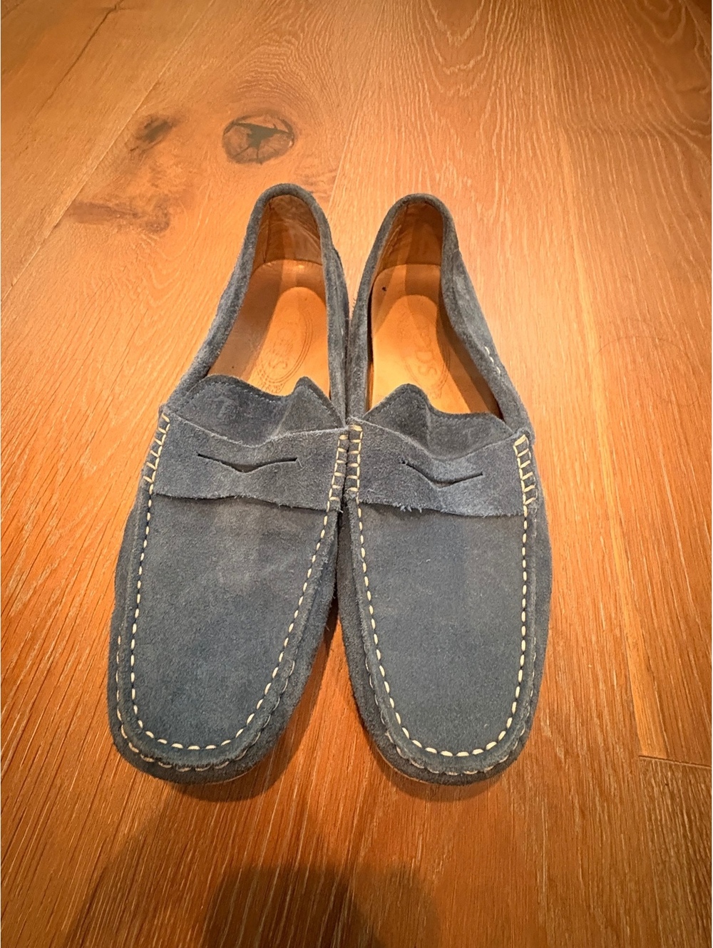 Tod's Men's Blue Suede Penny Loafers Tagged 7
